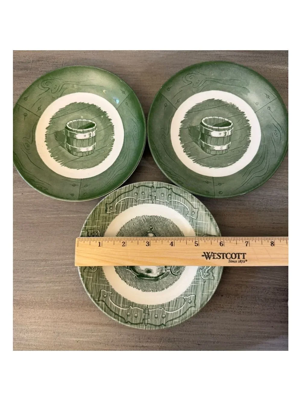 Set of 6 OLD CURIOSITY SHOP Royal Green Bowls/Saucers